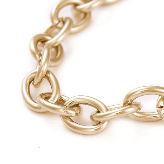 10 pc Unisex 304 Stainless Steel Cable Chain Bracelets with Toggle Clasps Golden 7-5/8 inch(19.4cm) 5mm