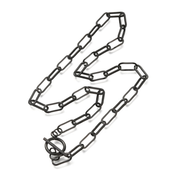 10 pc Unisex 304 Stainless Steel Paperclip Chain Necklaces with Toggle Clasps Electrophoresis Black 17.71 inch(45cm)