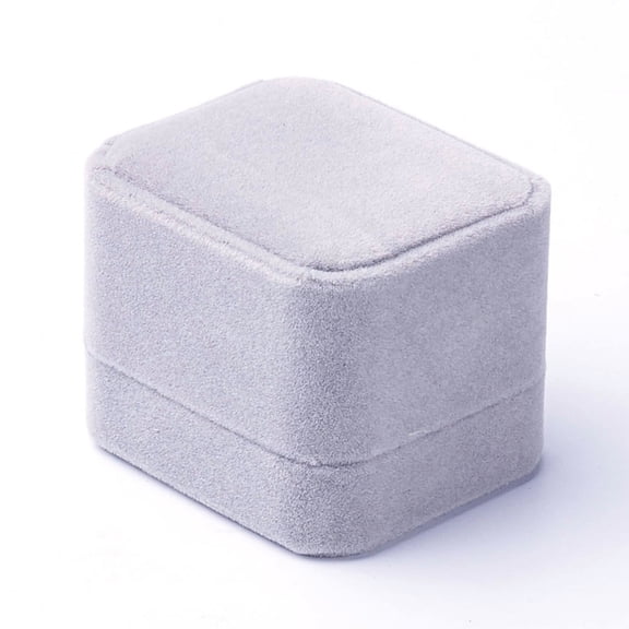 10 pc Velvet Ring boxes Jewelry Gift boxes Rectangle Light Grey 5.1x6.0x4.7cm