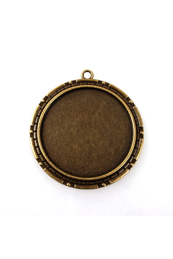 10 pc Vintage Tibetan Style Alloy Pendant Cabochon Settings Cadmium Free & Nickel Free Bronze Flat Round Tray: 40mm 54x50x2mm Hole: 3mm