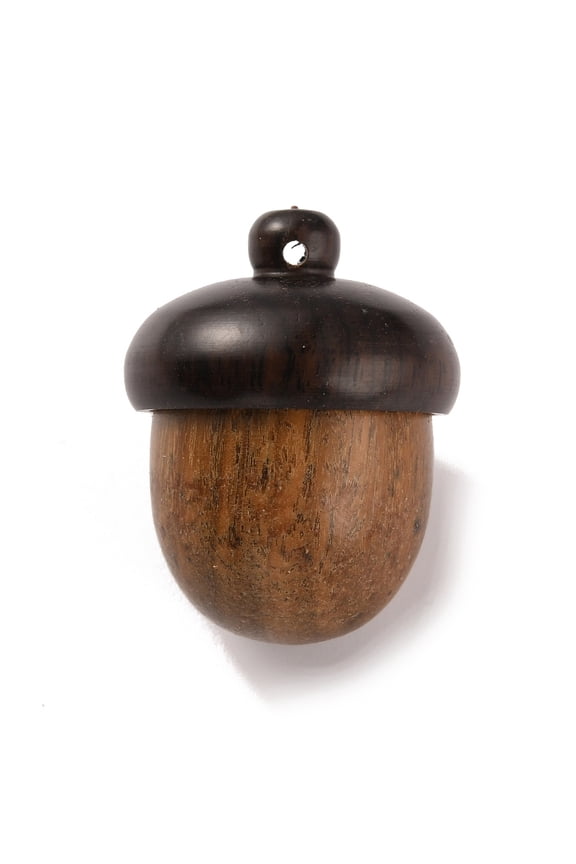 10 pc Wooden Acorn box Jewelry Pendants Autumn Acorn Charm with Screw Cap Dyed Secret Canister Camel 29.5x22mm Hole: 2mm Inner Diameter: 14x14mm