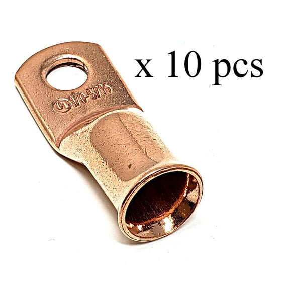 10 pcs 1/0 Gauge x 5/16" Pure Copper Cable Lugs