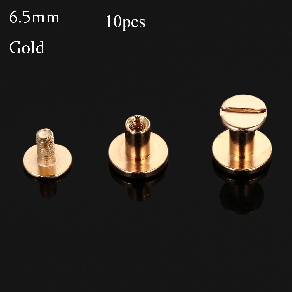 LQ Industrial 12-Pack Solid Brass Sam Browne Button Screw Studs – 5x7x7mm, Black, For Leather Craft, Bags, Belts