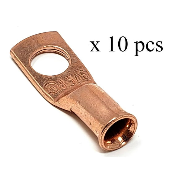 10 pcs 8 Gauge x 5/16" Pure Copper Cable Lugs