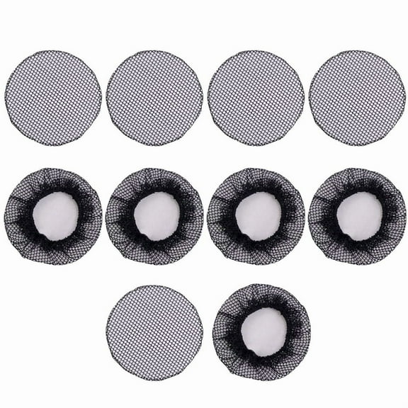 (10 pcs) Black ball head flower bud invisible disc hair net-black large grid