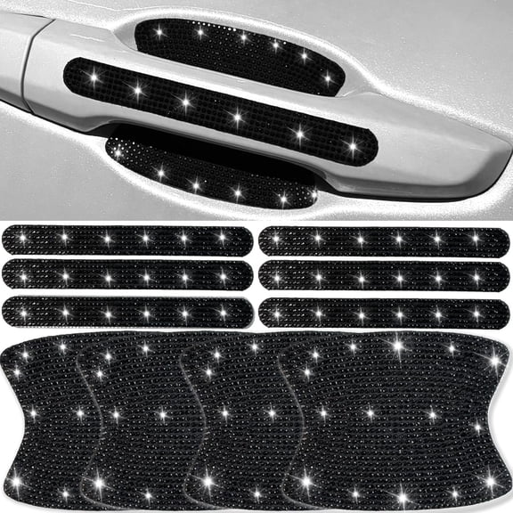 10 pcs Bling Diamond Car Door Handle Stickers, Bling Car Accessories for Women, Universal Rhinestone Crystal Glitter Door Handle Protector Stickers and Decals, Scratch Safety Reflective (Pink)