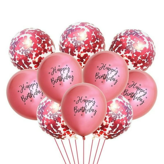 10 pcs Bouquet Latex Balloon Happy Birthday Red Chrome Confetti Balloons Helium Bouquet 12" Helium Birthday Baby Shower Party Supplies Kids Adults Celebration