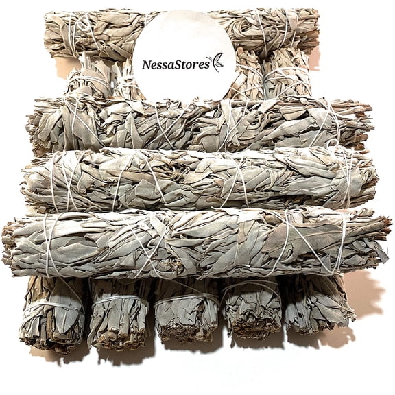 10 pcs California White Sage Extra Large Smudge Sticks, 9-Inch Hand Tied, All Natural, Ethically Sourced for Home Cleansing, Stress Relief, & Clearing Negative Energy JC-139