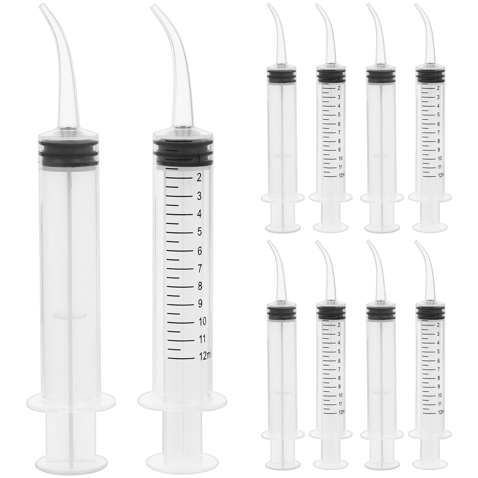 10 pcs Disposable Dental Syringe with Curved Tip Liquid Injection