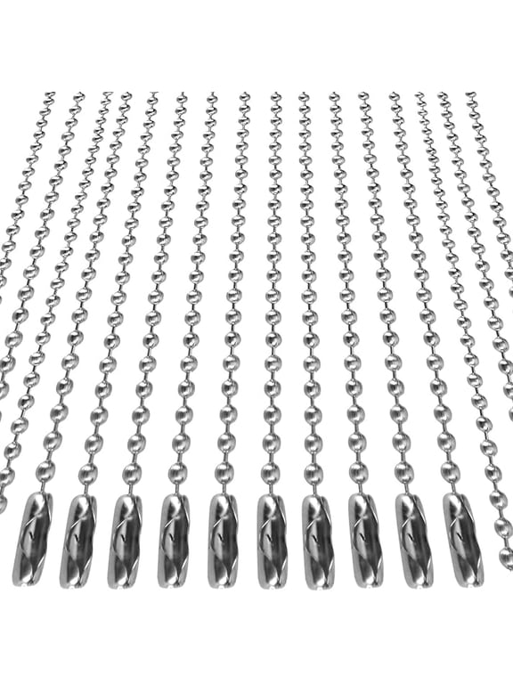 10 pcs Dog Tag Chain, Ball Chain Necklace, dog tag chains for men, Silver Nickel Plated Metal 27.6" Long 2.4mm Ball Bead Chain