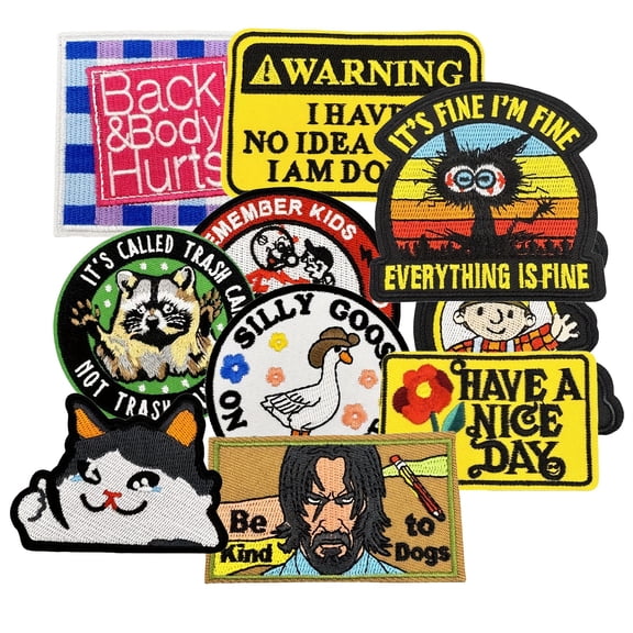 10 pcs Embroidered Patches with Tactical Humor & Sarcastic Memes: Hook and Loop/Sew-On Appliques for Clothing, Hats, Bags, and Gear Decoration