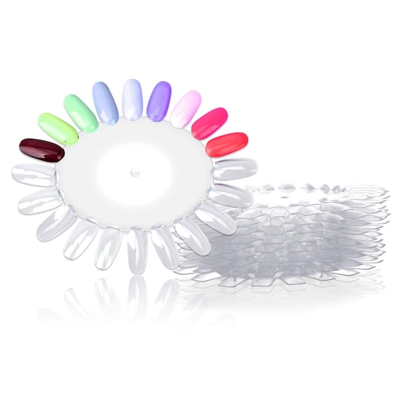 10 pcs False Nail Swatches Wheels, Nail Polish Display Wheel Plastic Nail Art Color Tester Wheels Nail Wheel Swatches for Nail Polish Color Show Nail Manicure Practice Sample E22