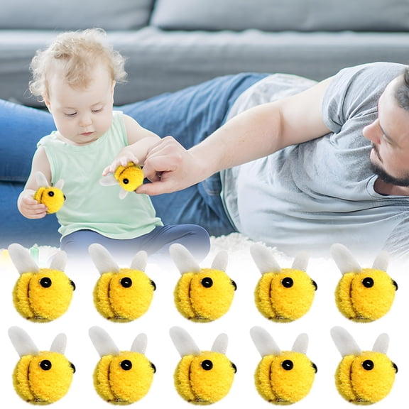 10 pcs Felt Bees for Crafts, Wool Felt Bumble Bee Plush for Tiered Tray Decoration Party Favors Craft Jewelry Accessory (Yellow)