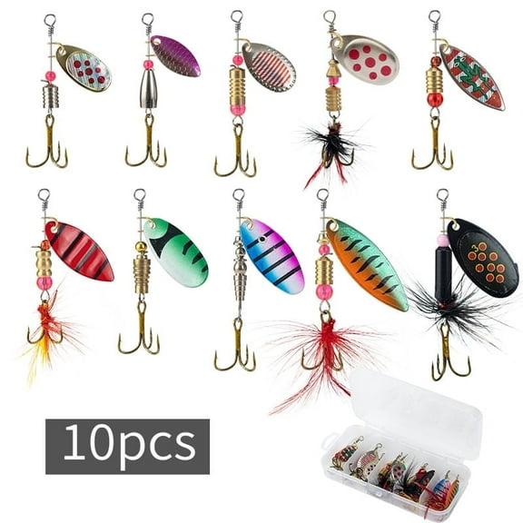 10 pcs Fishing Lures,Spin Composite Sequins Metal Lure,Fake Bait Simulated Bait Fishing Lure,Fishermen Gear Spinner Baits,Freshwater Saltwater Equipment Fishing Hook for Fishing Lover,Gift for Men
