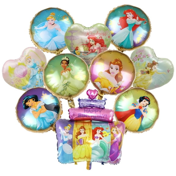 10 pcs For Princesses Themed Birthday Party Foil Balloon Decorations Cute Cartoon Balloon Celebration Party Kit Supplies