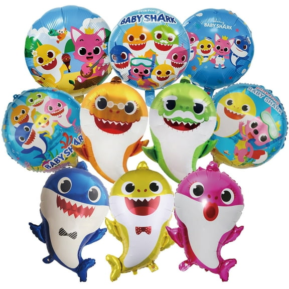 10 pcs For Shark Themed Birthday Party Foil Balloon Decorations Cute Cartoon Movie Balloon Celebration Party Kit Supplies