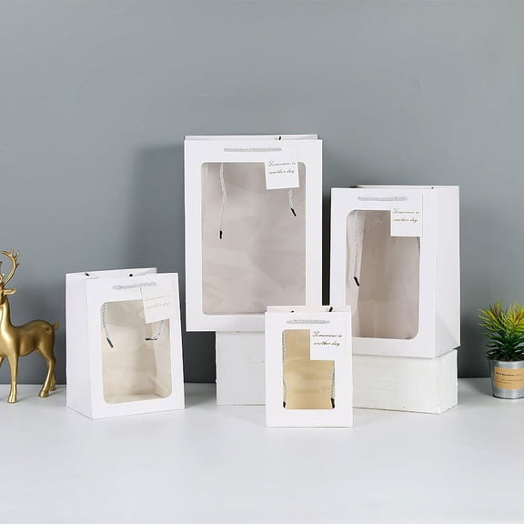 MERRYHAPY 10-Pack White Paper Bags with Handle for Teacher Appreciation and Classroom Use