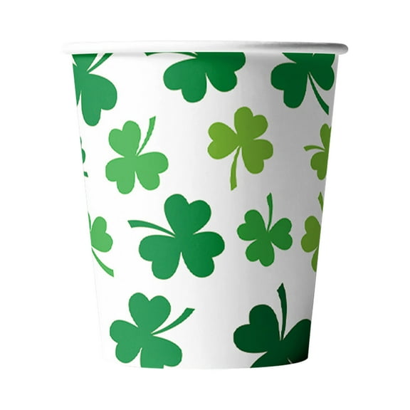 10 pcs Happy St. Patrick's Day Paper Cups Shamrock Disposable Dinner Cups Lucky Clover Decoration Party Supplies