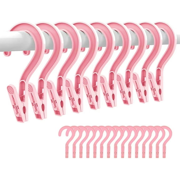10 pcs Laundry Hooks Clip Plastic Clothes Hangers Pins Super Strong Hanger Clips for Bathroom Travel Portable