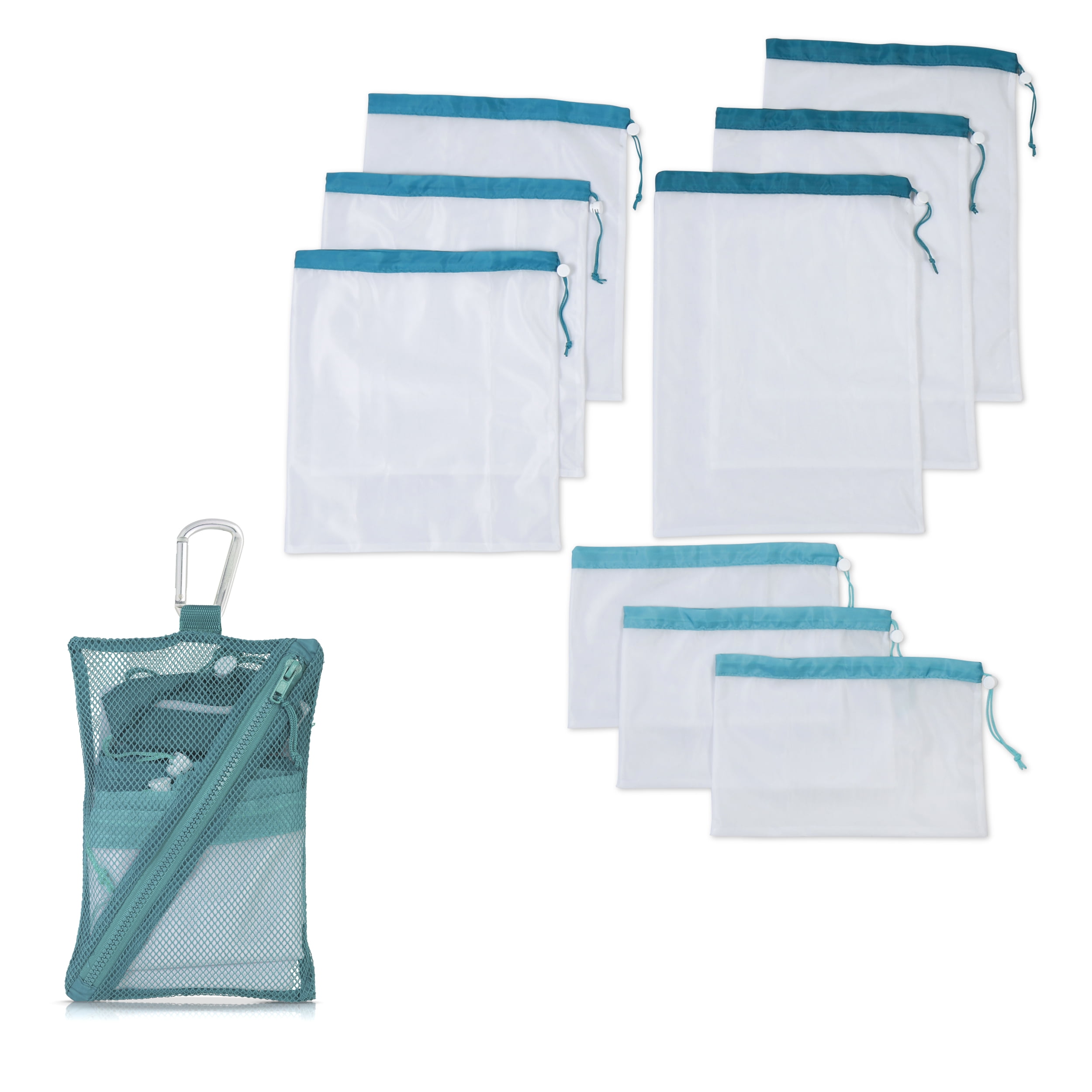 10 pcs Mesh Produce Bag Set Eco Friendly Reusable Grocery Shopping Bags Washable and See through 3 different sizes inside Tare weight tags on each
