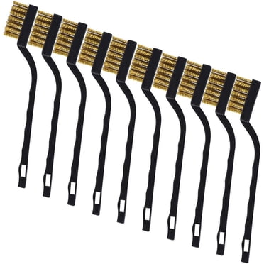 12-Pack Brass Mini Wire Brushes - Curved Handle Scratch Brushes For Rust, Paint, And Welding Slag Removal