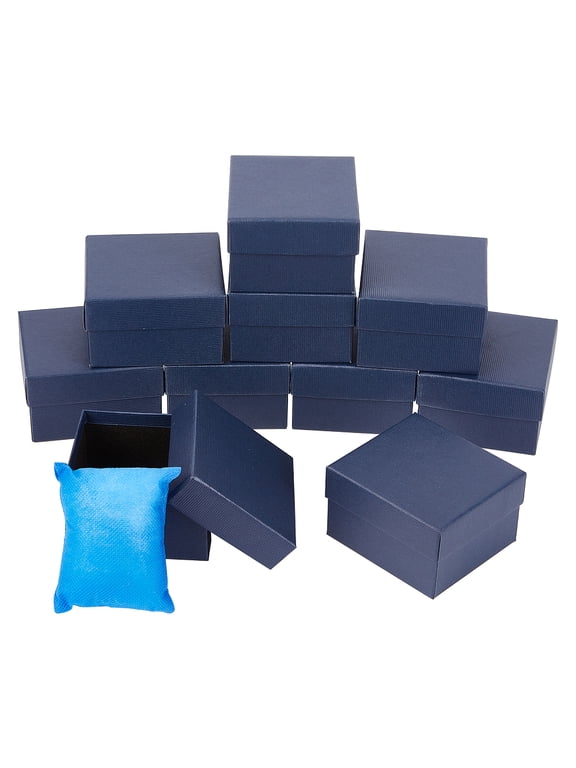10 pcs Paper Watch box 8.6x7.9x5.2cm Cardboard Gift box Watches Holder Jewelry Gift boxes With Pillow Bracelet Holder Square Storage Gift Case for Wristwatches Smart Watches Midnight Blue