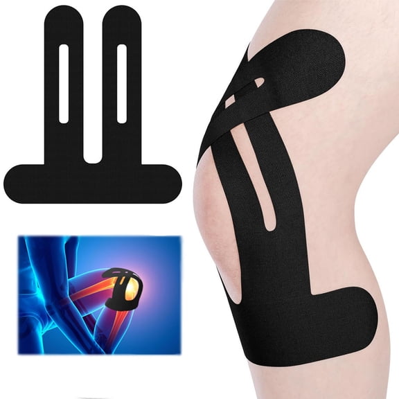 10 pcs Pre-Cut Knee Kinesiology Tape, Self Adhesive Elastic Sports Athletic Tape, Waterproof Joint Support Bandage for Knee Pain Relief Injury Recovery