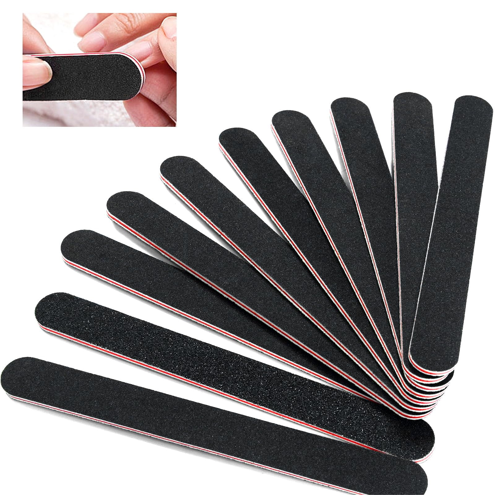 10 pcs Professional Double Sided Nail Files 100 Grit Nail Files Finger