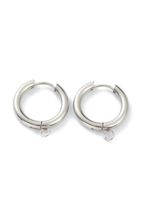 10 pcs Resistant Stainless Steel Huggie Hoop Earring Findings with Horizontal Loop and 316 Surgical Stainless Steel Pin