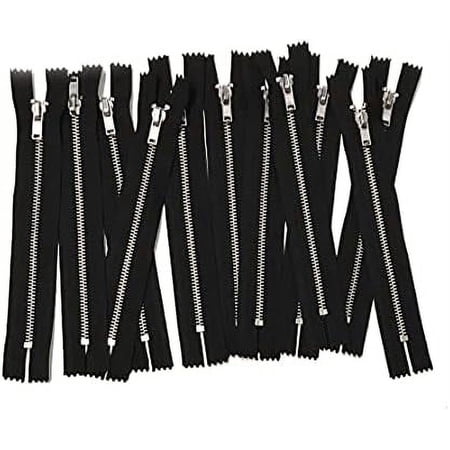 10 pcs Silver Metal Teeth #3 Teeth Zippers -   &  (Black, 12 inch)
