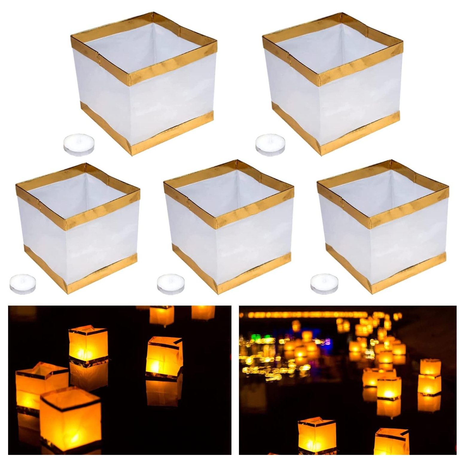 10 pcs Water Floating Candle Lanterns Outdoor Water Lantern for Praying