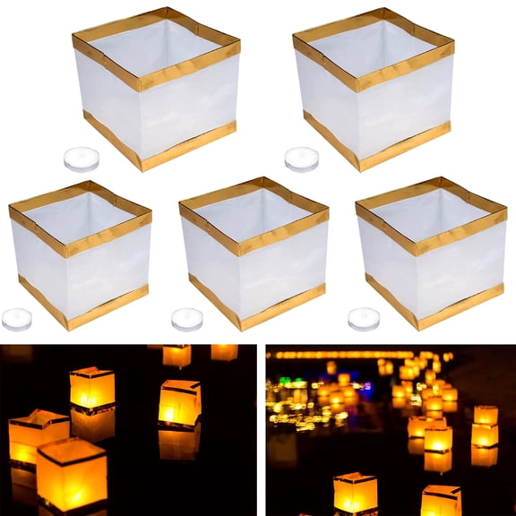 10 pcs Water Floating Candle Lanterns Outdoor Water Lantern for Praying 4.3 Inch