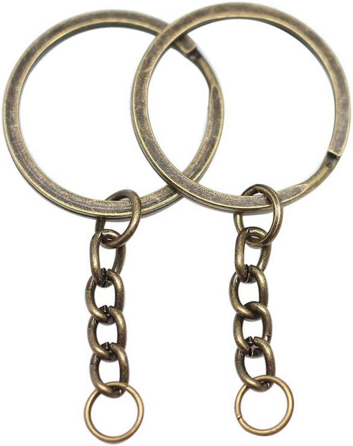 10 pcs/lot Split Key Ring with Chain and Jump Rings 60mm Long Round Split  Keychain Keyrings Jewelry Making Bulk 3 Sizes(Antique Bronze