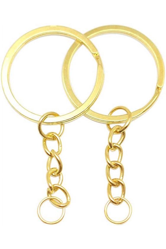 10 pcs/lot Split Key Ring with Chain and Jump Rings 58mm Long Round Split Keychain Keyrings Jewelry Making Bulk 3 Sizes(Gold, 28mm(1.10inch))