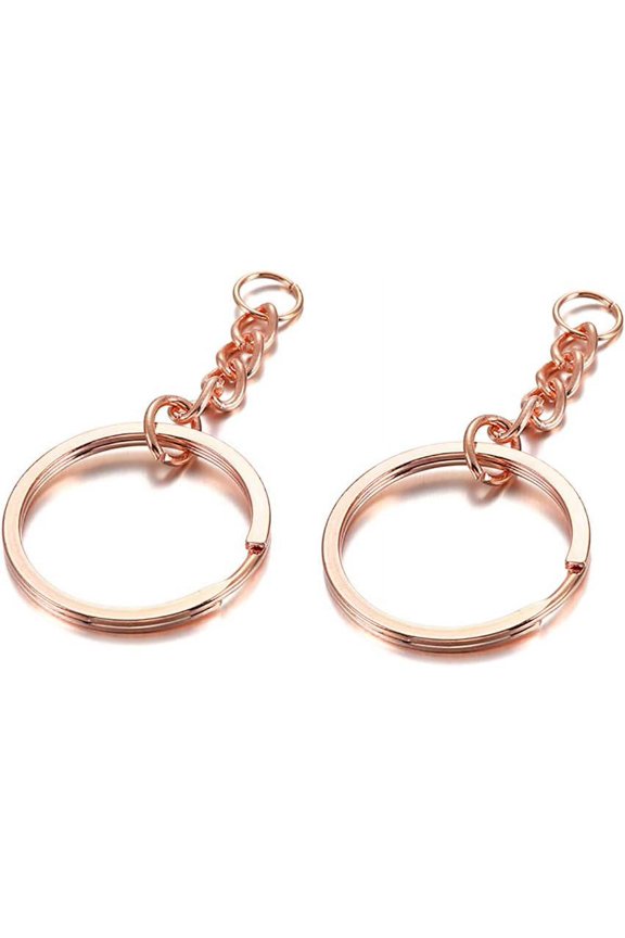 10 pcs/lot Split Key Ring with Chain and Jump Rings 58mm Long Round Split Keychain Keyrings Jewelry Making Bulk 3 Sizes(Rose Gold, 28mm(1.10inch))