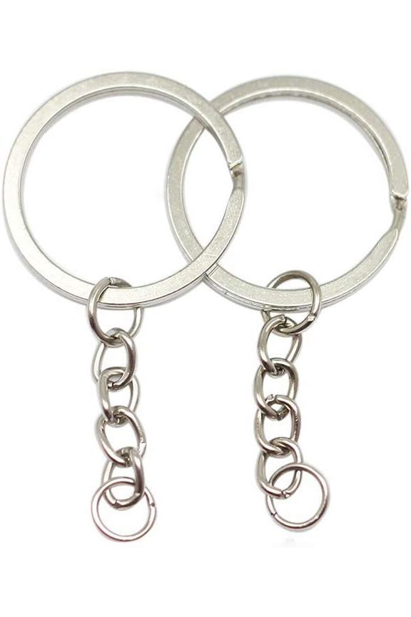 10 pcs/lot Split Key Ring with Chain and Jump Rings 60mm Long Round Split Keychain Keyrings Jewelry Making Bulk 3 Sizes(White K, 30mm(1.18inch))