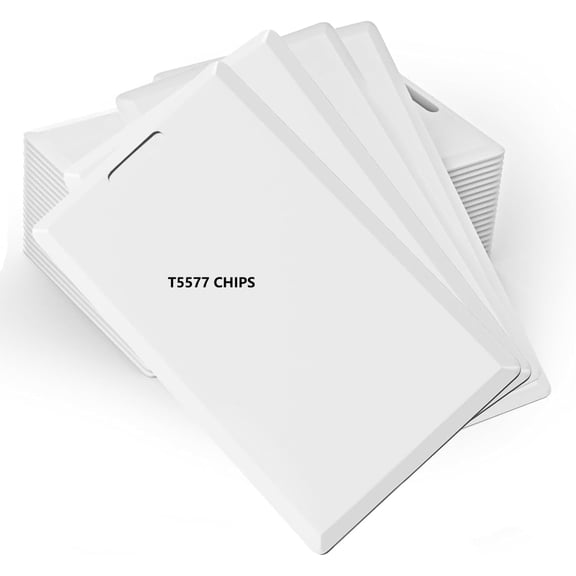 Anykoon 10 Pcs Smart RFID Card With Chips T5577 125khz Rewritable White Blank PVC CARD Proximity Cards Compatible with 1386 1326 H10301 Format Readers and Access Control Systems,Thin Card