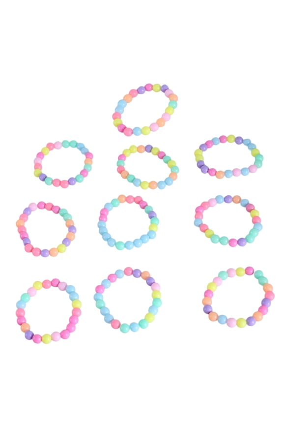 10-piece Set of Colorful Elastic Bracelets for Little Girls Bracelets for Teenagers and Children Pearl Beaded Bracelets