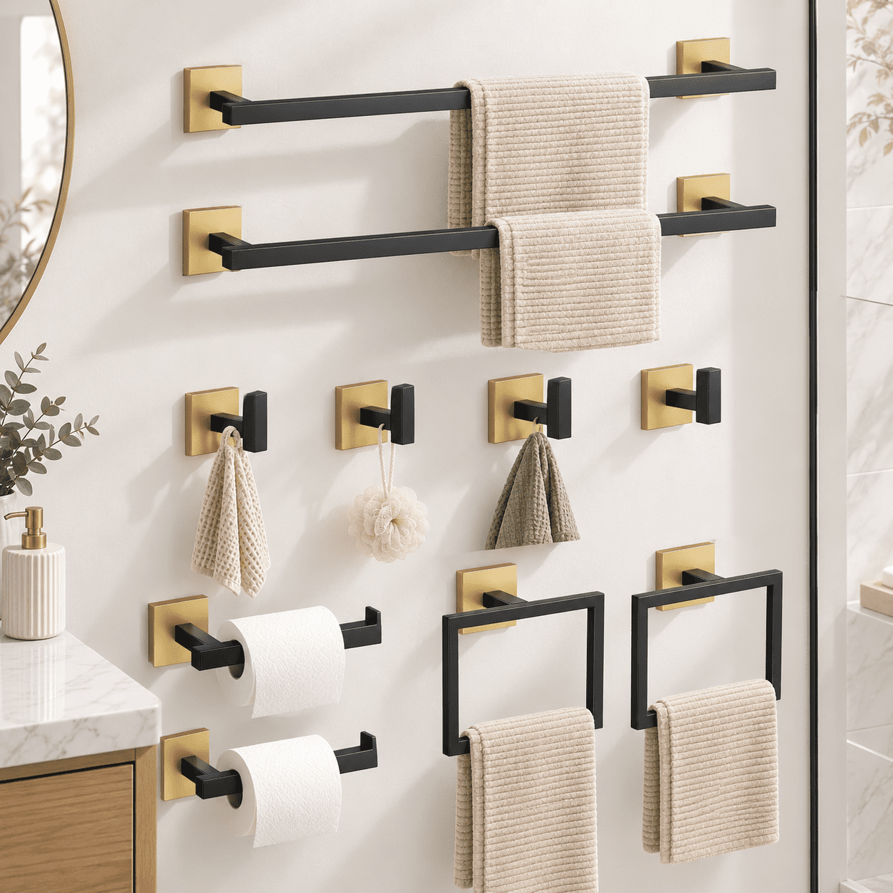 10-piece Towel Bar Set Black And Bathroom Hardware Black&accessories ...