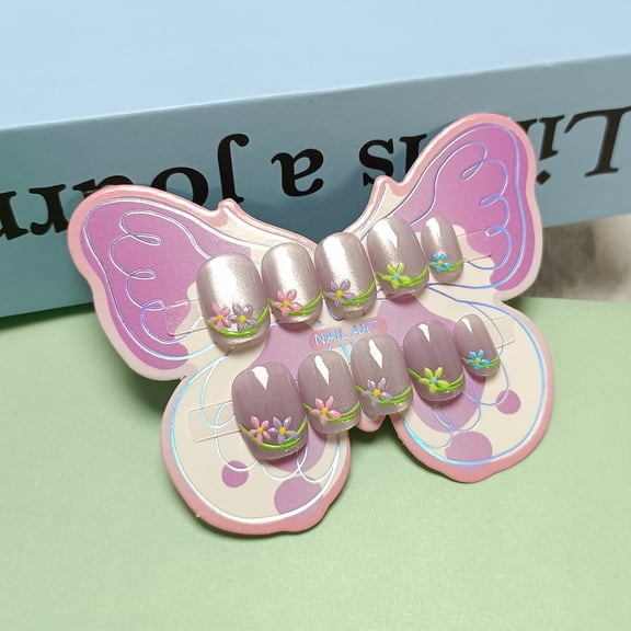 10-piece embossed children wearing armor, cute and sweet children's nail art, children wearing nail pieces 3-12 years old