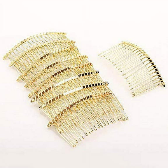 10 pieces 20 Teeth Fancy DIY Metal Wire Hair Clip Combs Metal Wire Hair Combs Wire Twist Bridal Wedding Veil Combs for Women (Gold)