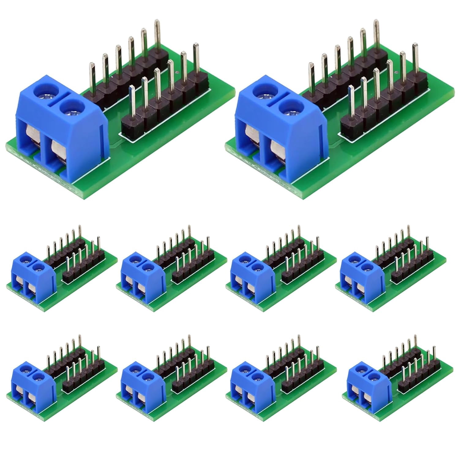 10 pieces of 26 position terminal block distribution module, 2 pin screw terminal to 2.54 pitch DuPont connector, for safe wiring - electronics, prototyping and projects