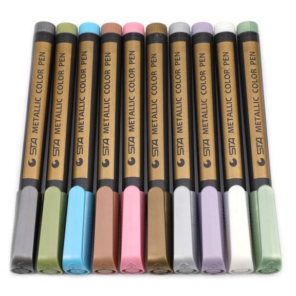 10 pieces Metallic Marker Pens Set Colorful Glitter Pens for Planner Diary Scrapbook Decoration Birthday Card Making