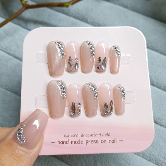 10 pieces of sub-code whitening phototherapy manicure, simple and sweet nail stickers, advanced sense, handmade cat eye wearing nail pads