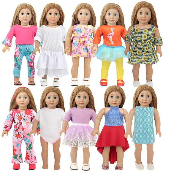10 pieces of reborn baby doll clothes skirt suit, suitable for 18-inch doll dress long skirt trousers dance skirt long tail skirt clothing, summer beach travel doll toy accessories, holiday parties