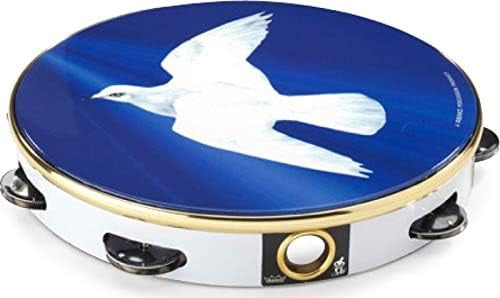 10" praise tambourine with 1 row of jingles, Religious Dove finish