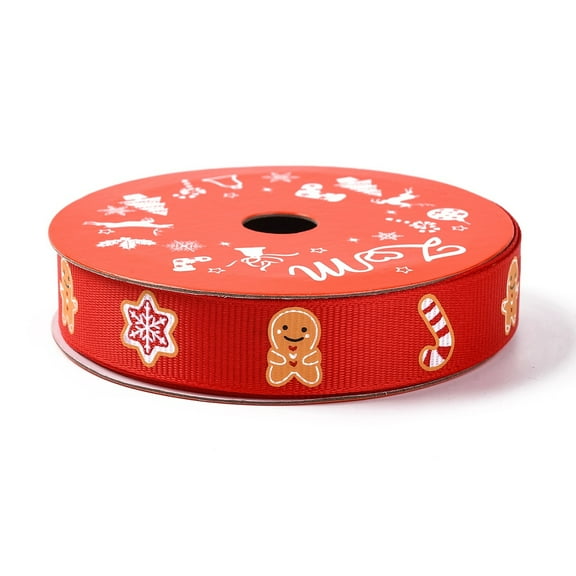 10 roll 5 Yards Christmas Polyester Printed Grosgrain Ribbon for Gift Wrapping Gingerbread Man 5/8 inch(16mm)