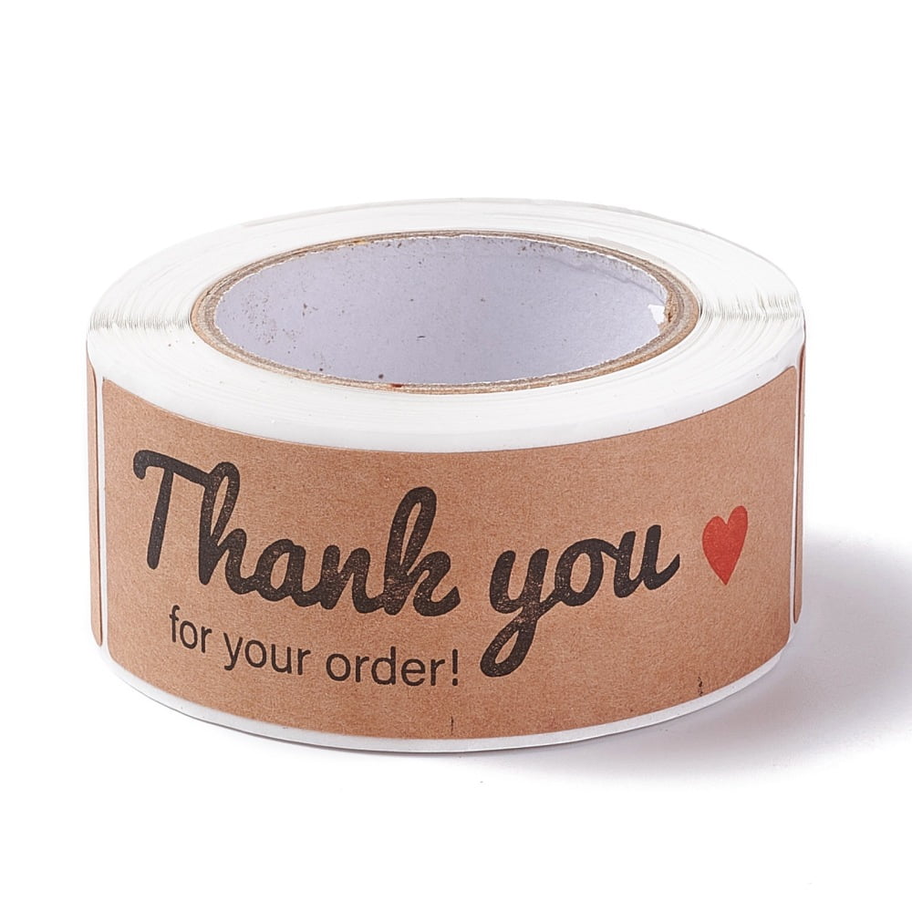 10 roll Rectangle Thank You Theme Paper Stickers Self Adhesive Roll Sticker Labels for Envelopes Mailers and Bags Peru Heart Pattern 7.5x2.5x0.01cm 120pcs/roll