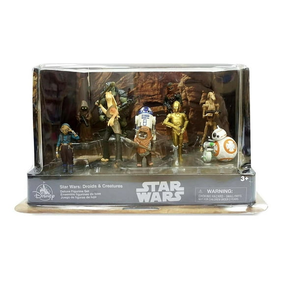 10 sculpted figures Jar Jar Binks C-3PO R2-D2 Battle Droid Chewbacca Gamorrean Guard Wicket Jawa Maz Kanata BB-8 D-O Star Wars saga creatures 2-5 PVC Authentic New