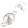 thumbnail image 1 of 10 set Brass Magnetic Clasps with Loops Nickel Free Round Silver color Plated 11.5x6mm Hole: 1.2mm, 1 of 6